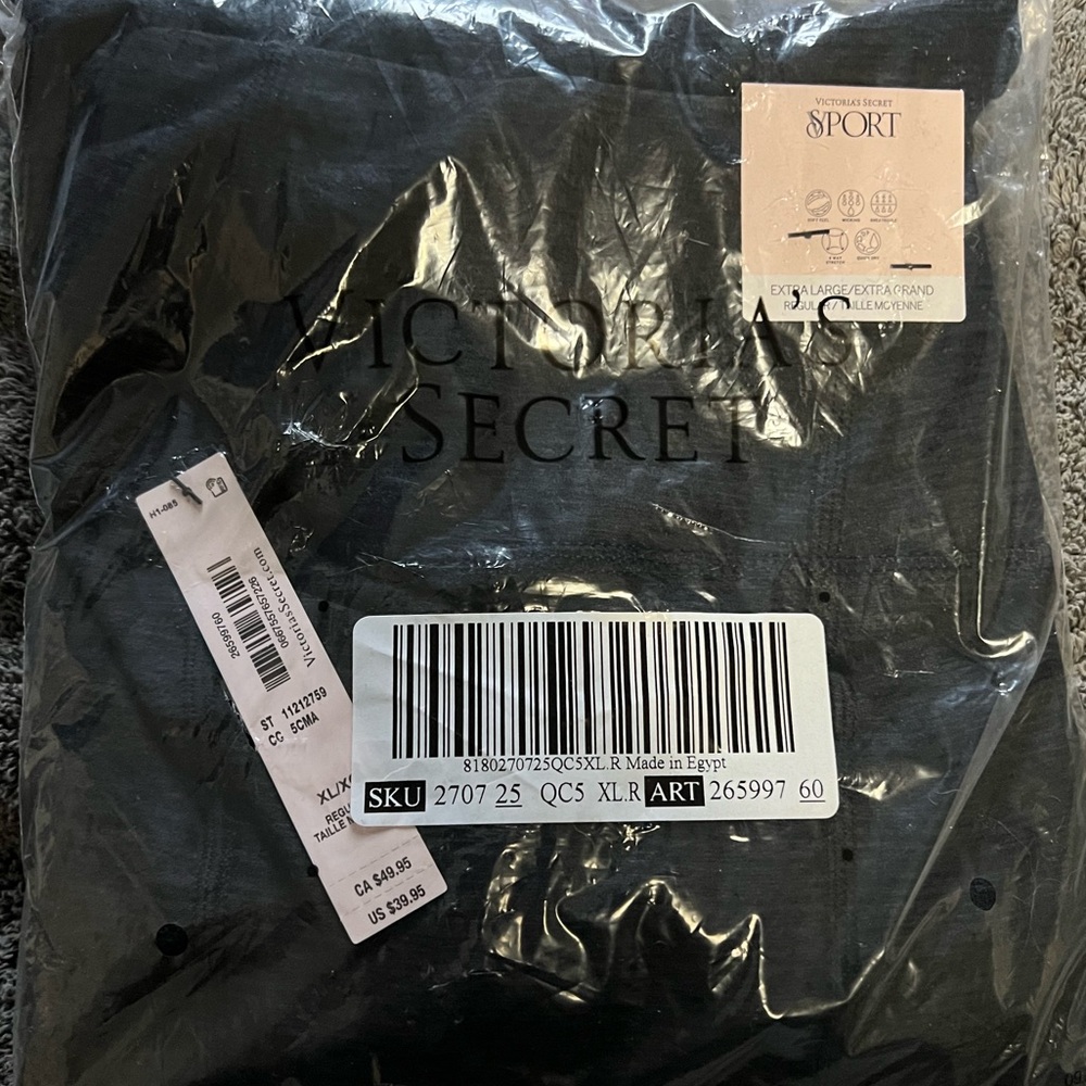 NWT, XL, Victoria’s Secret, high rise legging, 4 way stretch, dark gray/black